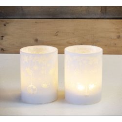 Hurricane med motiv og LED lys m/timer 6H i rd og hvid